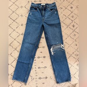 Abercrombie & Fitch Distressed Blue Straight Leg Jeans